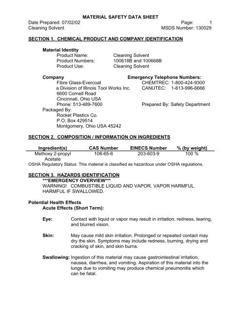 MATERIAL SAFETY DATA SHEET - Kellogg Marine Supply