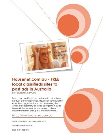 Housenet.com.au - FREE local classifieds sites to post ads in Australia