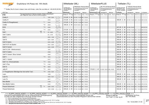 Anwendung der Preisliste - Paulchen  System