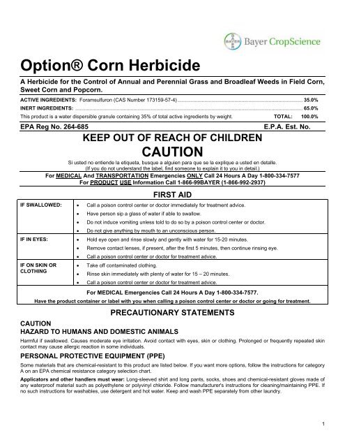 Option® Corn Herbicide - Crop Data Management Systems, Inc.