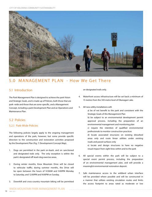 Knox Mountain Park Management Plan 2011 - City of Kelowna