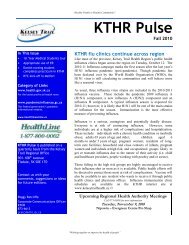 KTHR Pulse Fall 2010 - Kelsey Trail Health Region