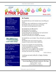 KTHR Pulse Winter 2010 - Kelsey Trail Health Region