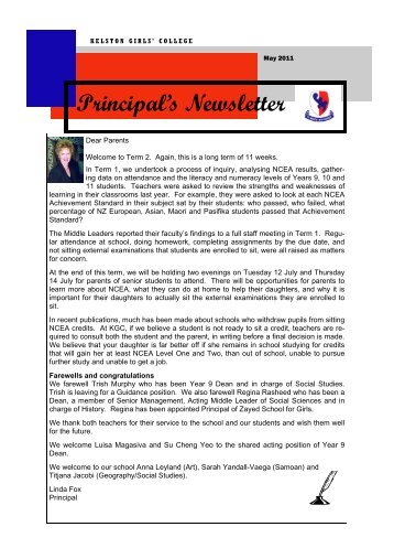 Principal's Newsletter - Kelston Girls' College