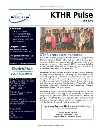 06 - June 2008 KTHR Pulse - Kelsey Trail Health Region