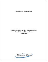 2008-09 KTHR Dental Screening Report - Kelsey Trail Health Region