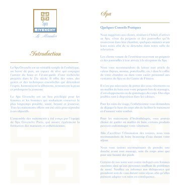 Spa Givenchy Brochure & Tarifs 2013 - Kempinski Hotels