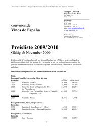 Vinos de España Preisliste 2009/2010 - convinos.de