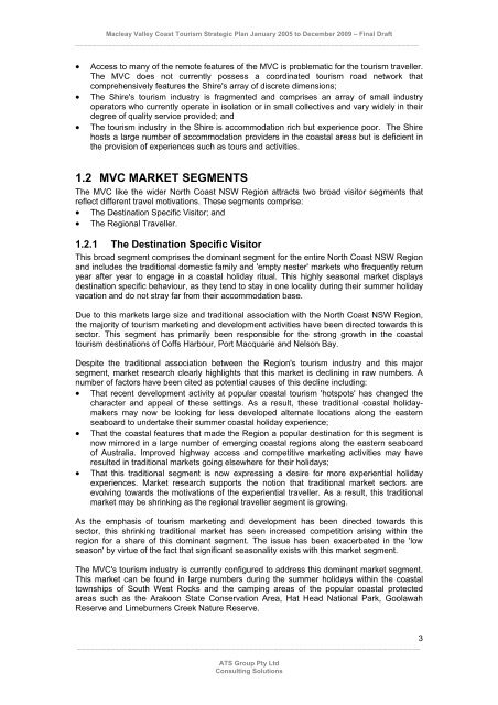 Macleay Valley Coast Tourism Strategic Plan January 2005 ...