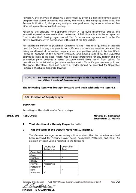Minutes of the ordinary Council meeting - 25 September 2012