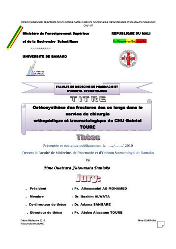 OstÃ©osynthÃ¨se des fractures des os longs dans le service de ...