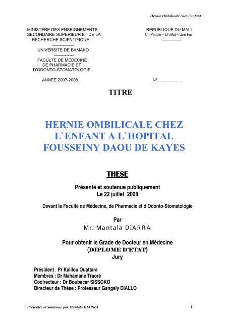 Hernie Ombilicale Chez L Enfant A L Hopital Fousseiny