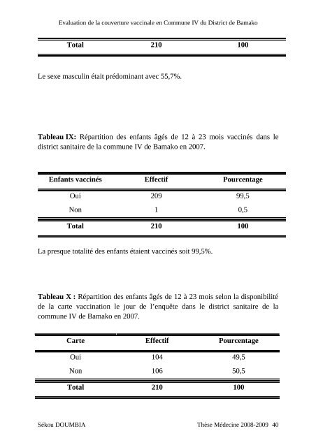 evaluation de la couverture vaccinale en commune iv du district de ...