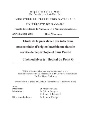 Etude de la prÃ©valence des infections nosocomiales d'origine ...