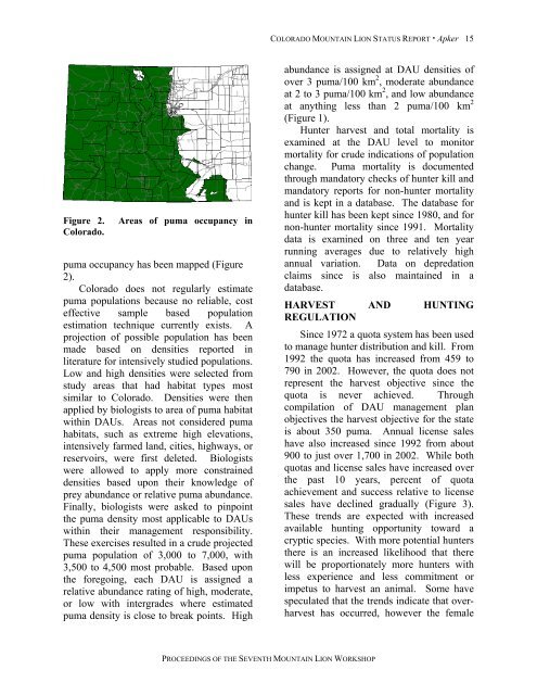 Proceedings of the Seventh Mountain Lion Workshop