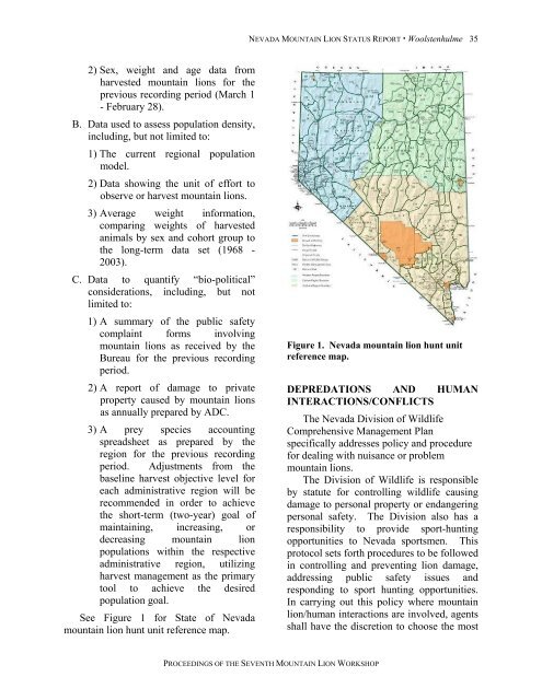 Proceedings of the Seventh Mountain Lion Workshop