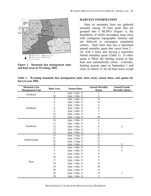 Proceedings of the Seventh Mountain Lion Workshop