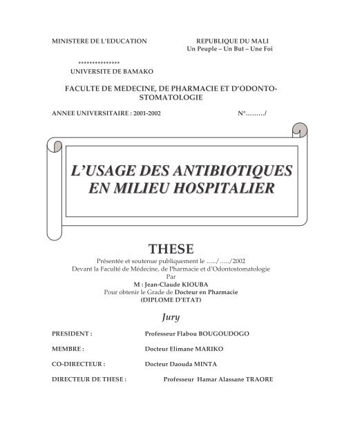 L'USAGE DES ANTIBIOTIQUES EN MILIEU HOSPITALIER