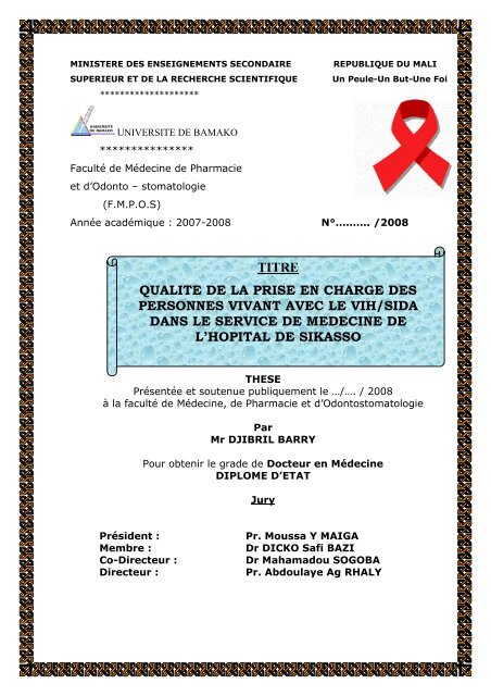 Titre Qualite De La Prise En Charge Des Personnes Vivant Avec Le Vih