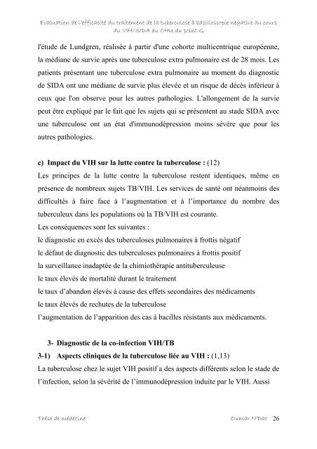 Evaluation de l'efficacitÃ© du traitement de la tuberculose Ã  ...