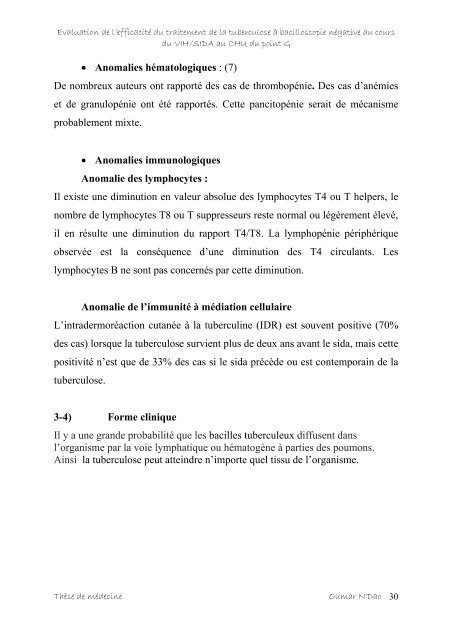 Evaluation de l'efficacitÃ© du traitement de la tuberculose Ã  ...