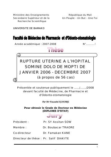 rupture uterine a l'hopital somine dolo de mopti de janvier 2006