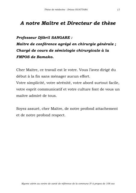 UniversitÃ© de Bamako FACULTE DE MEDECINE, DE PHARMACIE ...