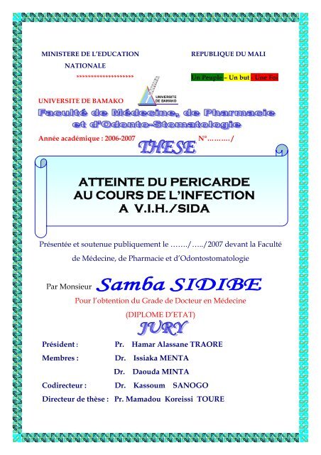 atteinte du pericarde au cours de l'infection a vih/sida