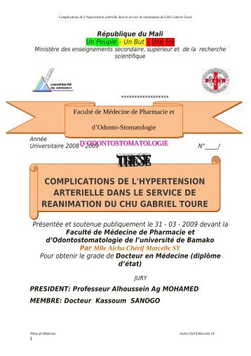 Complications de l'hypertension artÃ©rielle dans le service de ...