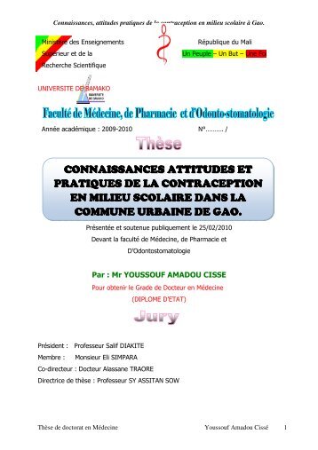 connaissances attitudes et pratiques de la contraception en milieu ...