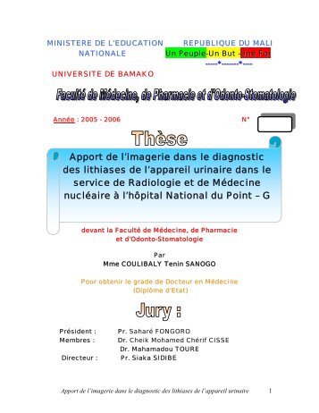 Apport de l'imagerie dans le diagnostic des lithiases de l'appareil ...