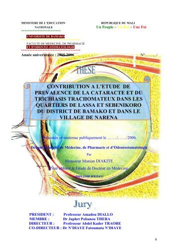 contribution a l'etude de prevalence de la cataracte et du trichiasis ...