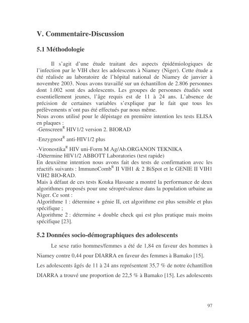 (VIH) chez les adolescents Ã  Niamey