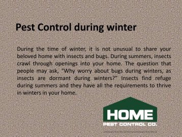 Pest Control during winter