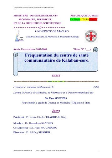 FrÃ©quentation du centre de santÃ© communautaire de Kalaban-coro.