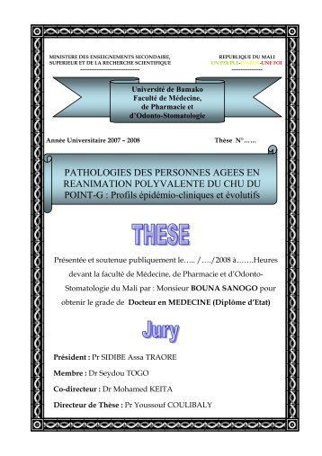 PATHOLOGIES DES PERSONNES AGEES EN REANIMATION ...
