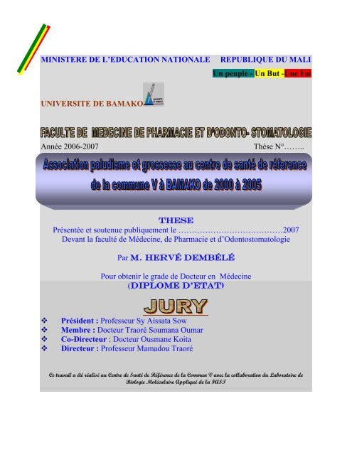 Un But -Une Foi UNIVERSITE DE BAMAKO AnnÃ©e 2006-2007