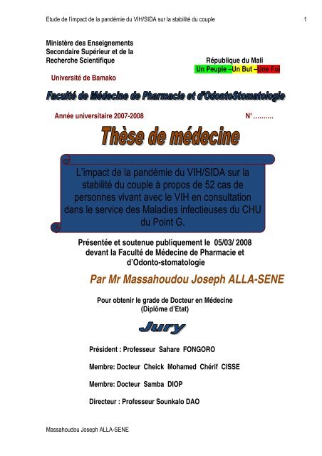 Par Mr Massahoudou Joseph ALLA-SENE