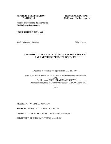 contribution a l'etude du tabagisme sur les parametres ...