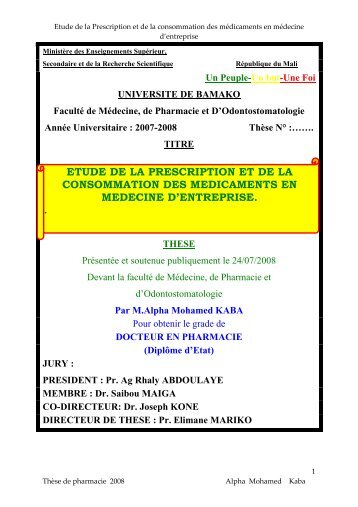 etude de la prescription et de la consommation des medicaments en ...