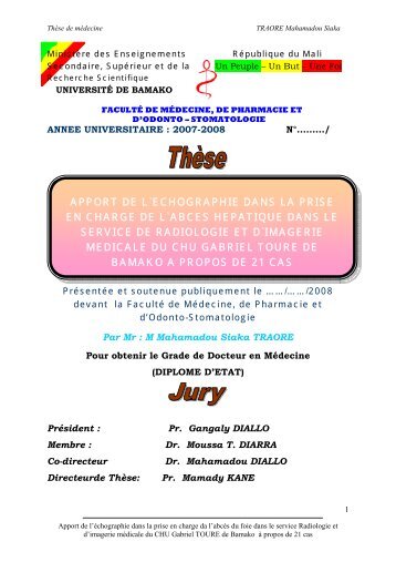 APPORT DE L`ECHOGRAPHIE DANS LA PRISE EN CHARGE DE L ...