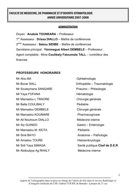 APPORT DE L`ECHOGRAPHIE DANS LA PRISE EN CHARGE DE L ...