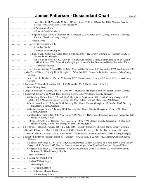 James Patterson - Descendant Chart - kennedyreuther.com