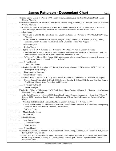 James Patterson - Descendant Chart - kennedyreuther.com