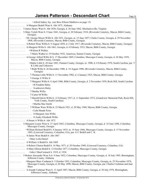 James Patterson - Descendant Chart - kennedyreuther.com