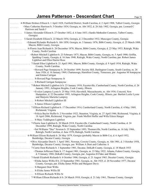 James Patterson - Descendant Chart - kennedyreuther.com