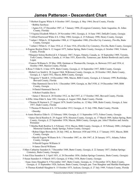 James Patterson - Descendant Chart - kennedyreuther.com