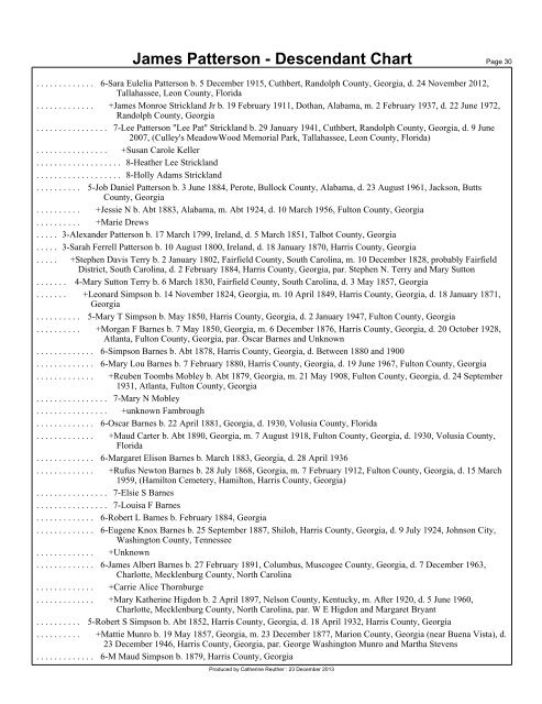 James Patterson - Descendant Chart - kennedyreuther.com