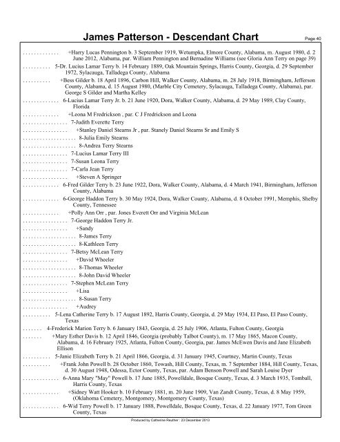 James Patterson - Descendant Chart - kennedyreuther.com