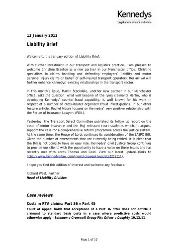 Download Liability Brief - Kennedys